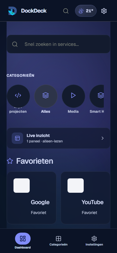 DockDeck responsive dashboard