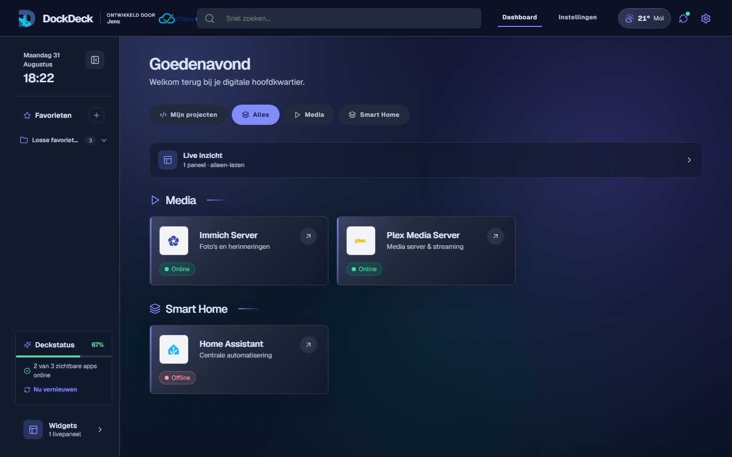 DockDeck dashboard
