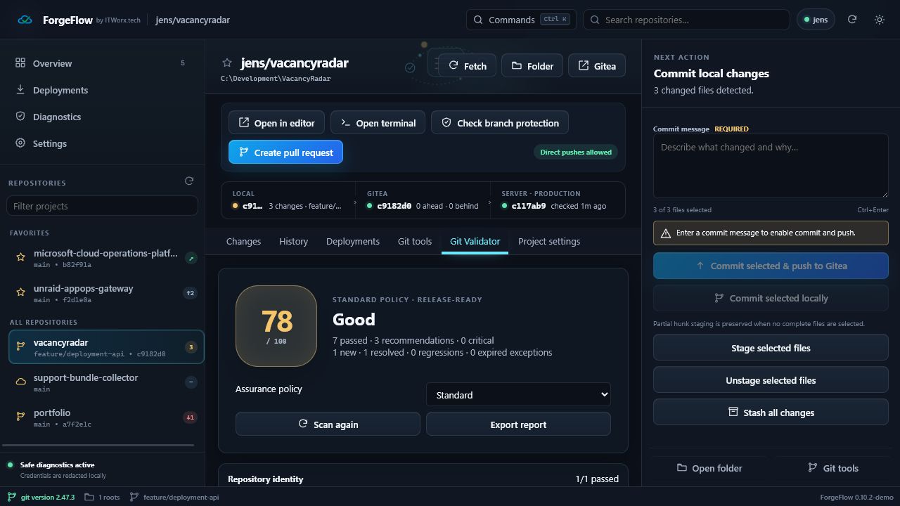 Git Validator with demo policy findings
