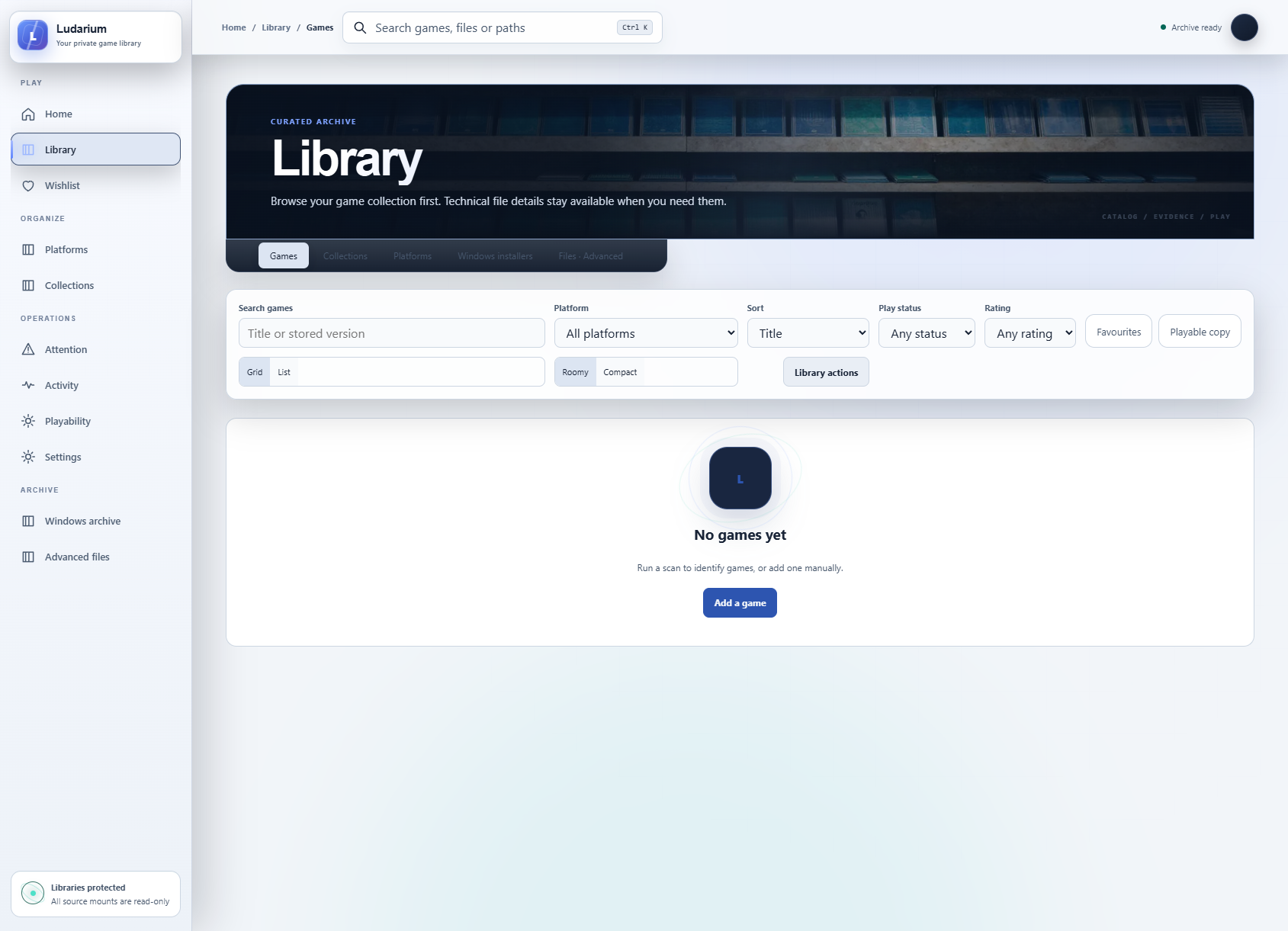 Ludarium library without imported private files